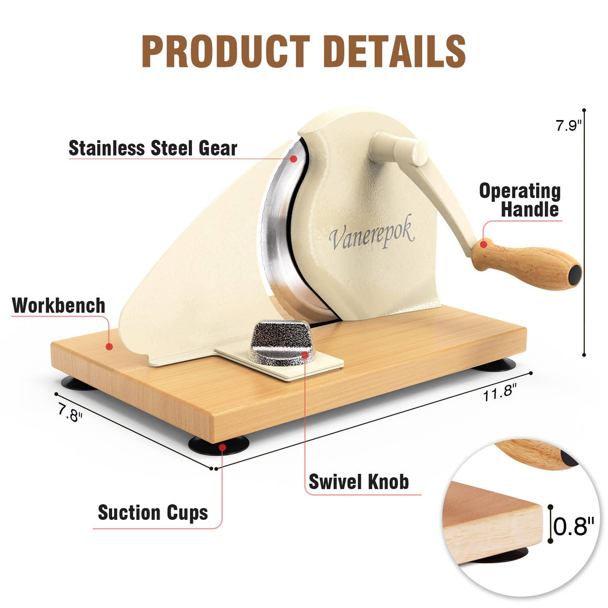Vanerepok Manual Bread Slicer Adjustable Thickness for Homemade Sourdough