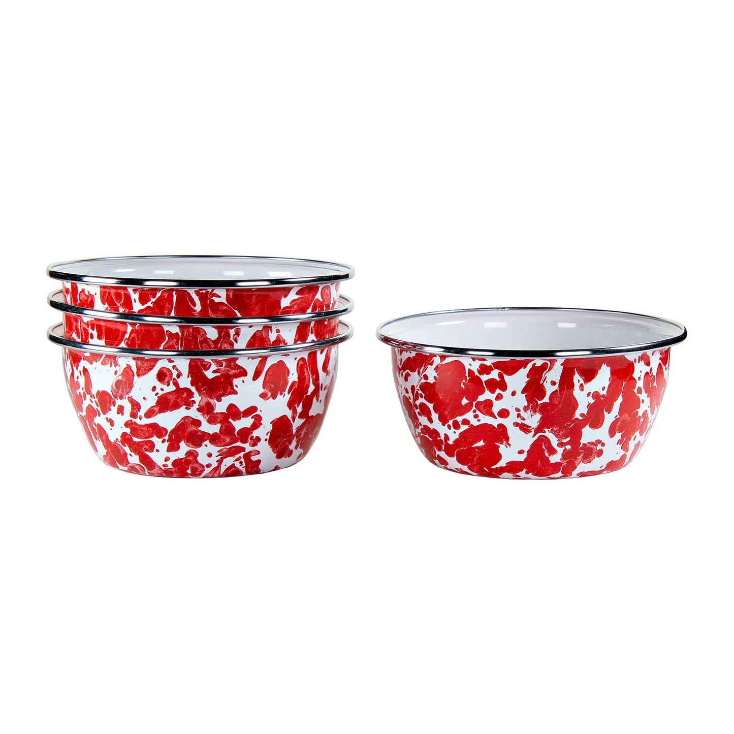 Crow Canyon Home - Golden Rabbit Enamelware Swirl Set of 4 Salad Bowls