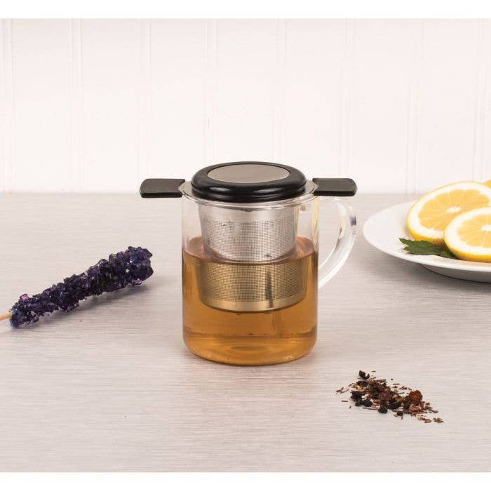 HIC - Harold Import Co. - Brew-in-Mug Tea Infuser with Lid & Stainless Steel Basket