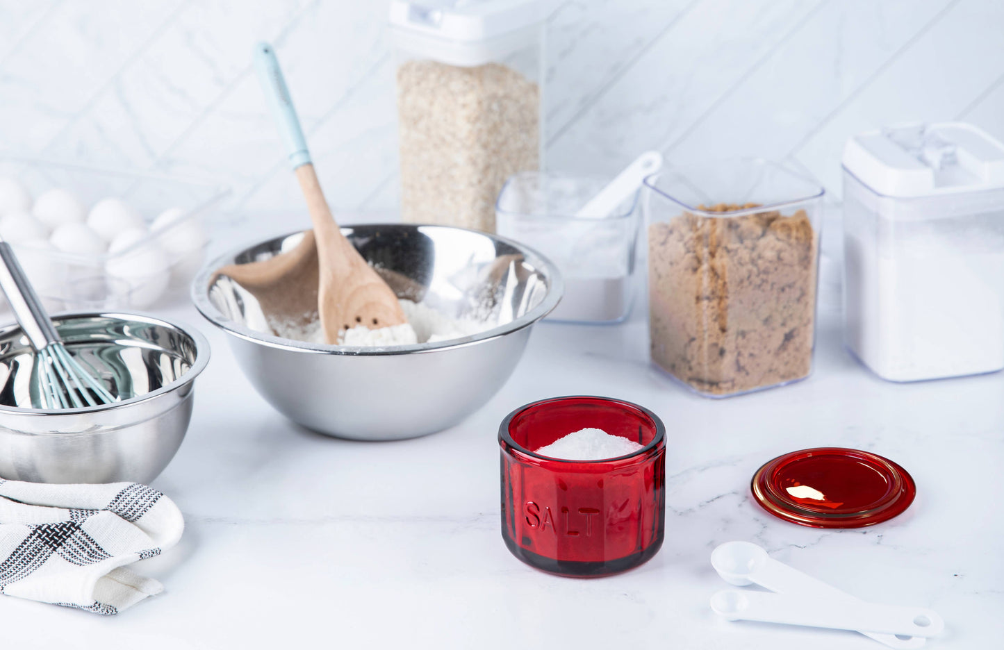 Embossed Salt Cellar & Lid, Pressed Glass, 10 oz