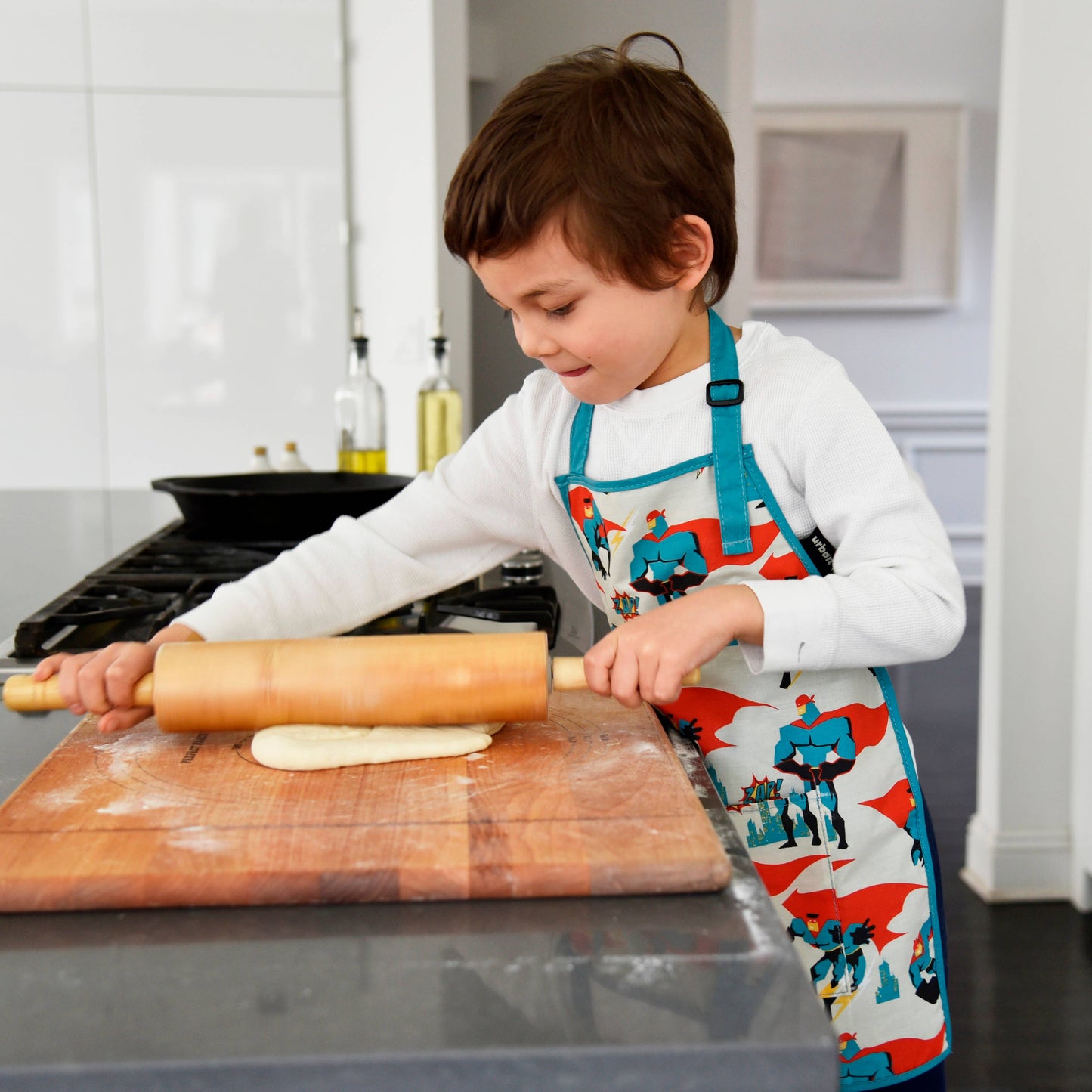 Urban Infant - Little Helper Kids Apron, Washable Cotton/Poly - Traffic