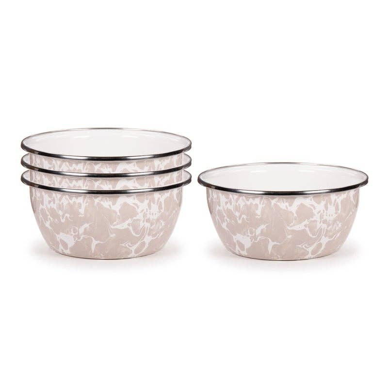 Crow Canyon Home - Golden Rabbit Enamelware Swirl Set of 4 Salad Bowls