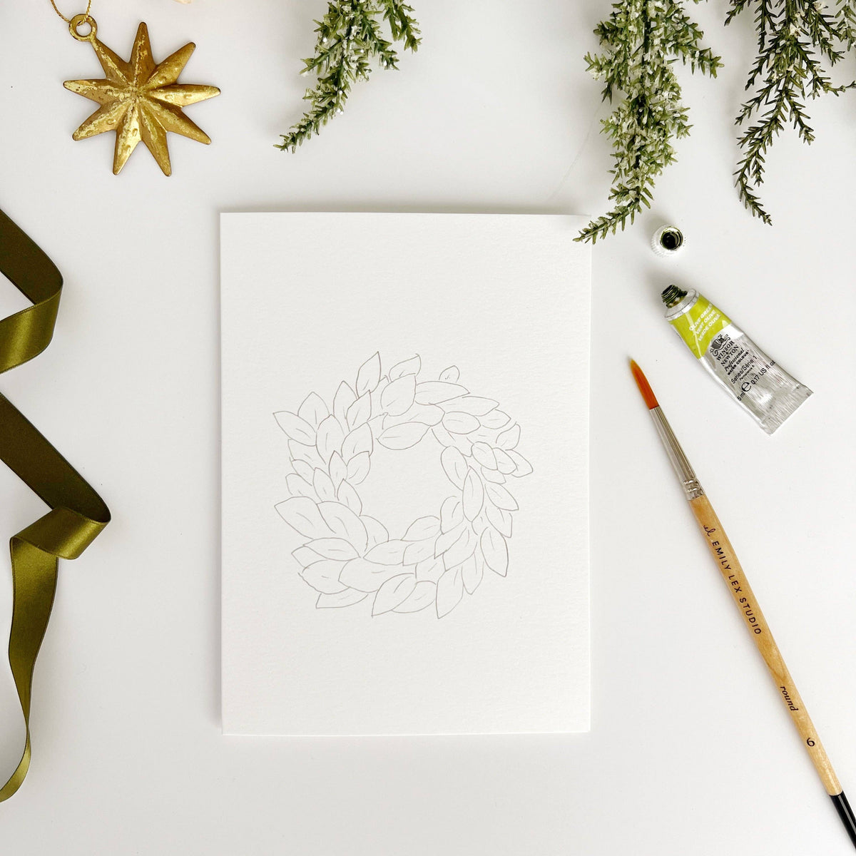 emily lex studio Wreaths Paintable Notecards