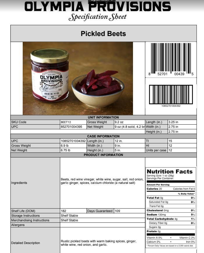 Olympia Provisions Pickled Beets