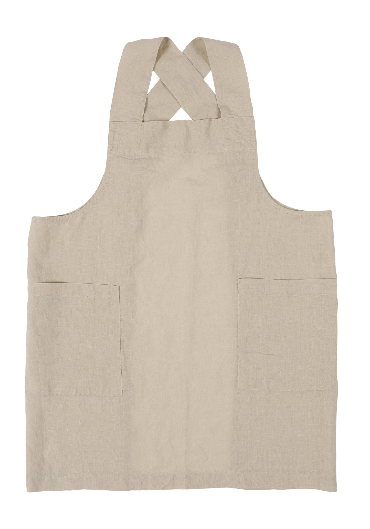 KAF Home Firenze Stone Washed Linen Cross Back Smock Apron, Olive