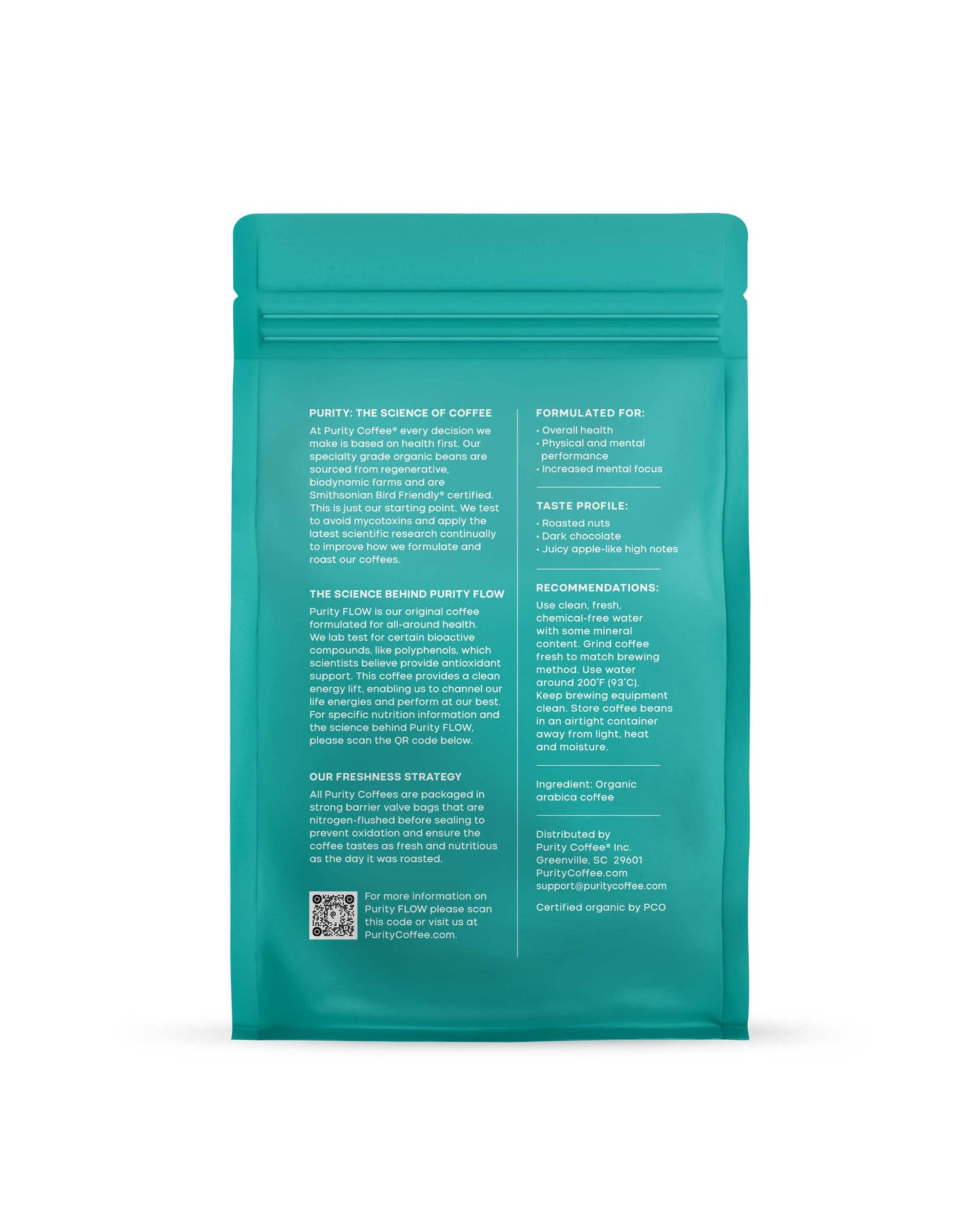 Purity Coffee - Organic Mold Free Medium Roast Whole Bean Coffee 12oz|FLOW