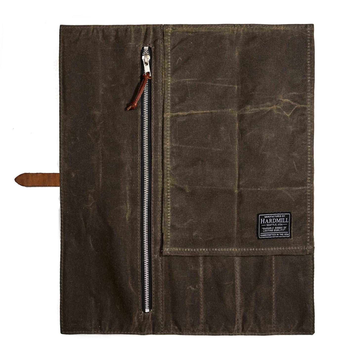 Waxed Compact Knife Roll, Dark Oak