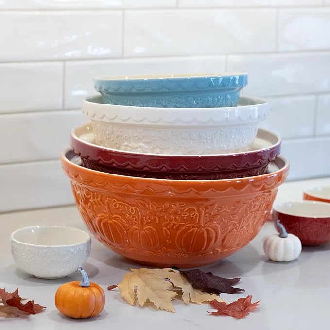 Mason Cash In The Pumpkin Patch S24 Cream Pumpkin Mixing Bowl, 9.75”