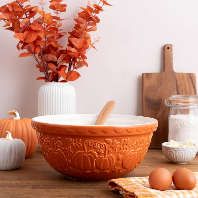 Mason Cash In The Pumpkin Patch S12 Persimmon Pumpkin Mixing Bowl, 11.75”