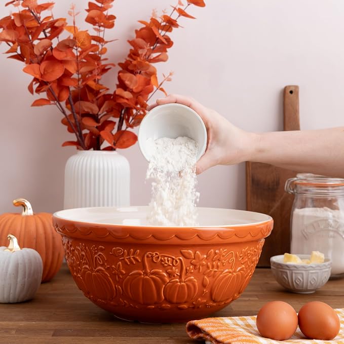 Mason Cash In The Pumpkin Patch S12 Persimmon Pumpkin Mixing Bowl, 11.75”