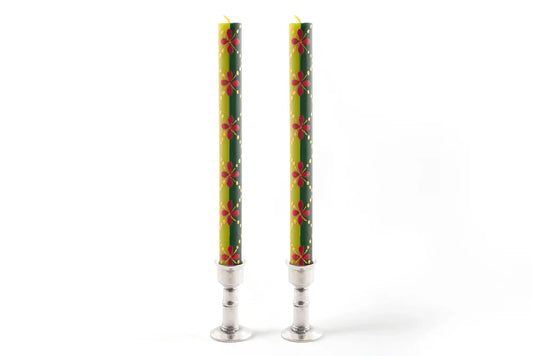 Christmas Painted Candles, 9" Pair