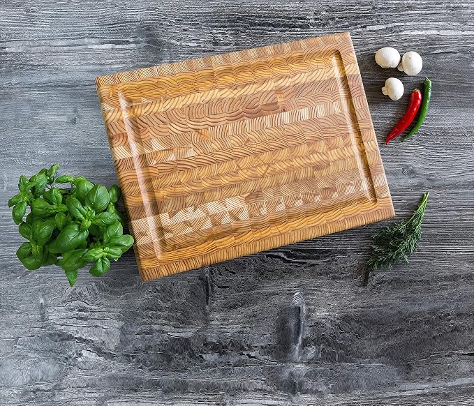 Larch Wood Medium Cutting Board with Juice Groove