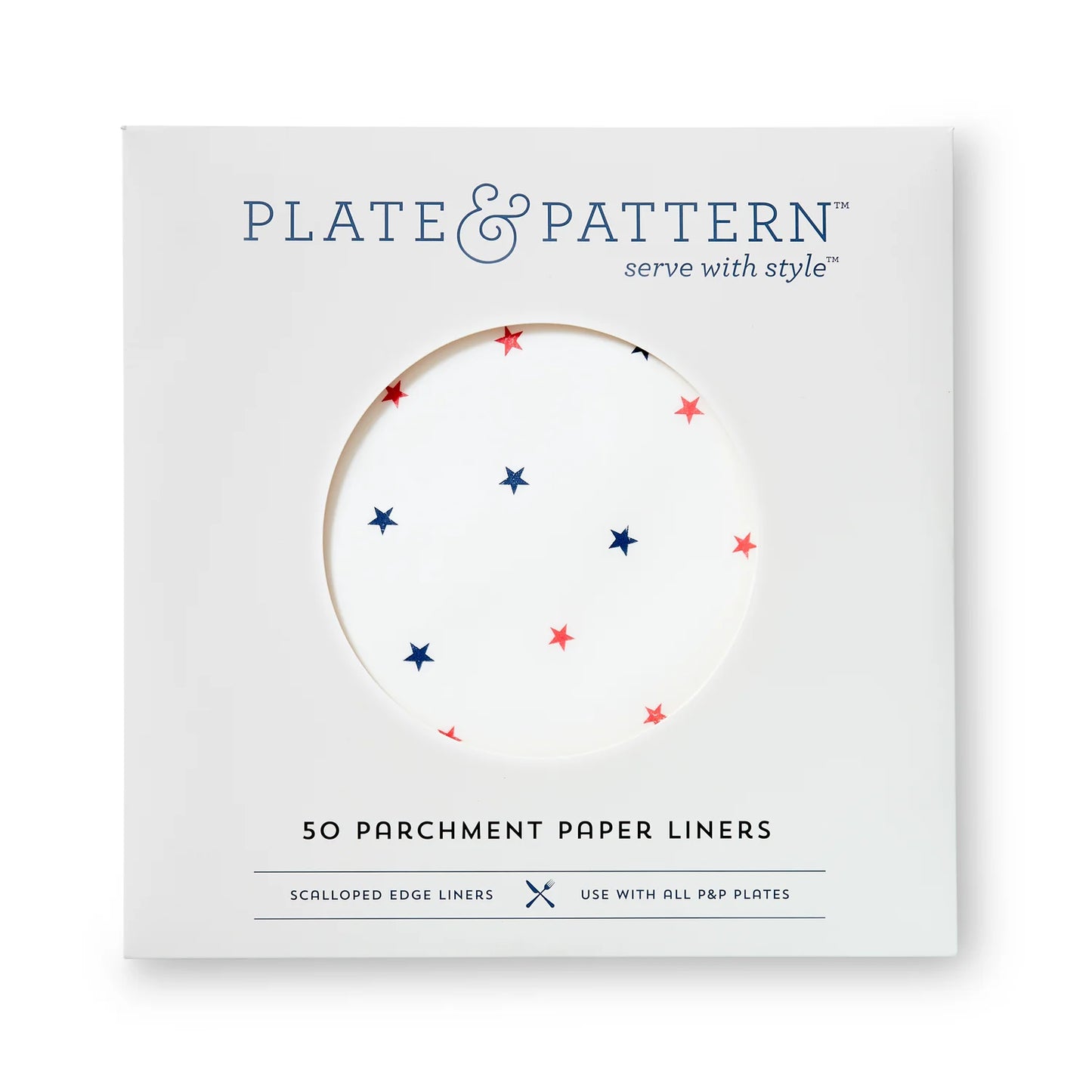Plate & Pattern Stars & Stripes Duo Preformed Plate Liners, Set of 40