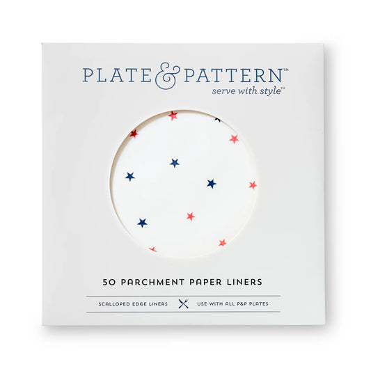 Plate & Pattern Stars & Stripes Duo Preformed Plate Liners, Set of 40
