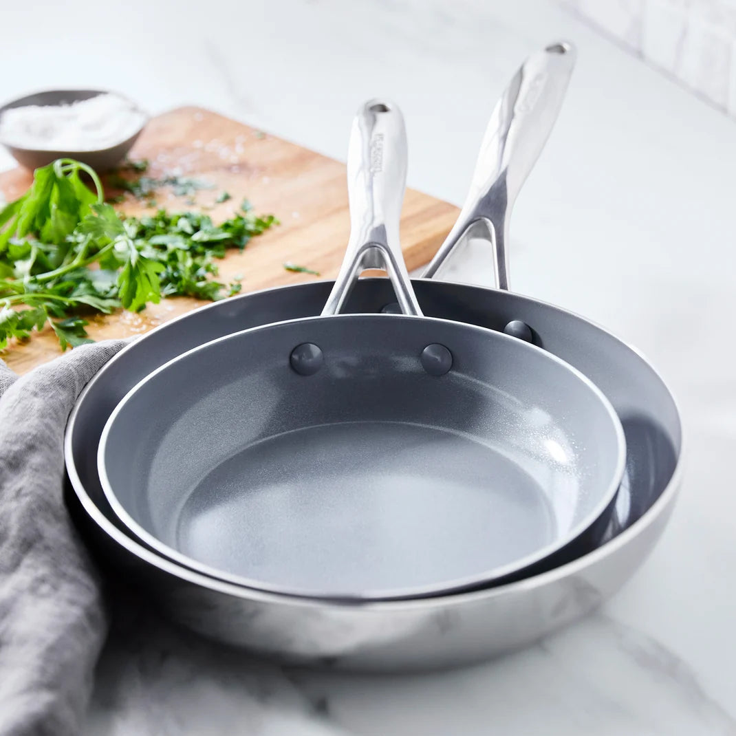 Greenpan Valencia Pro Stainless Steel Frypan Set, 8” and 10”