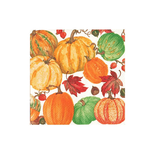 Caspari Pumpkin Field White Cocktail Napkins, Set of 20