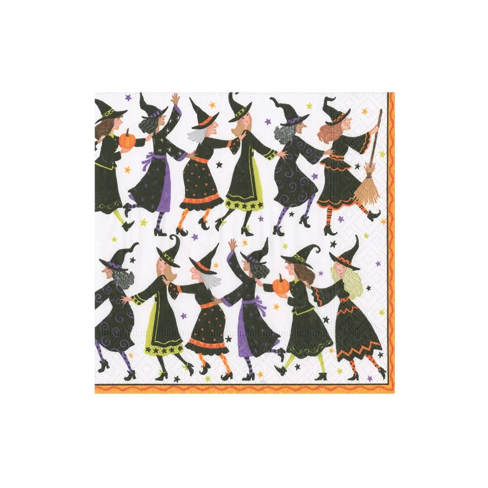 Caspari Witches Conga Line Cocktail Napkins, Set of 20