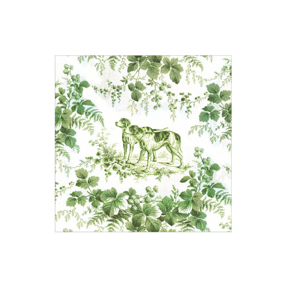 Caspari Hunting Toile Evergreen Cocktail Napkins, Set of 20