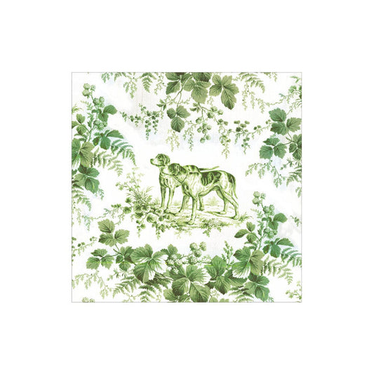Caspari Hunting Toile Evergreen Cocktail Napkins, Set of 20
