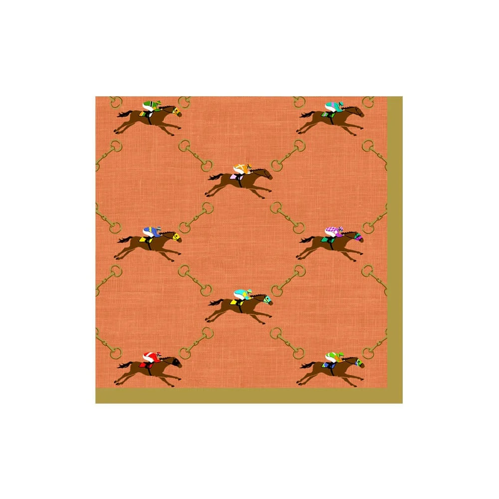 Caspari And They're Off! Orange Cocktail Napkins, Set of 20