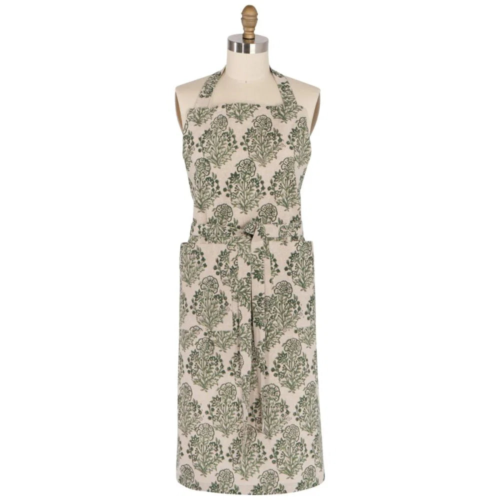 Apron Viridian Block Print