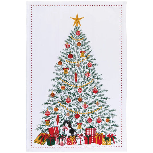 Festive Fir Printed Cotton Dishtowel