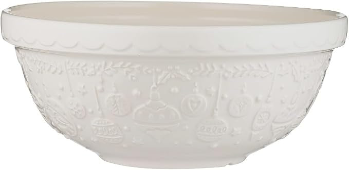 Mason Cash Deck The Halls S18 Cream Mixing Bowl, 11”