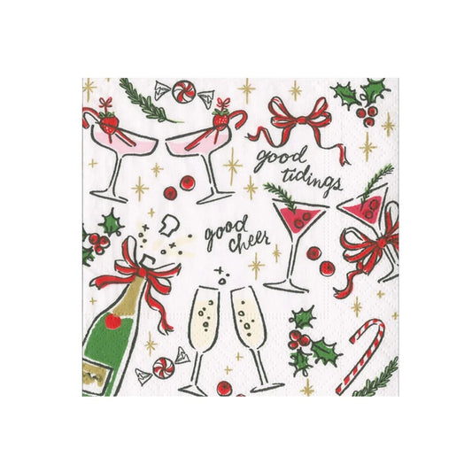 Caspari Let’s be Merry Cocktail Napkins, Set of 20