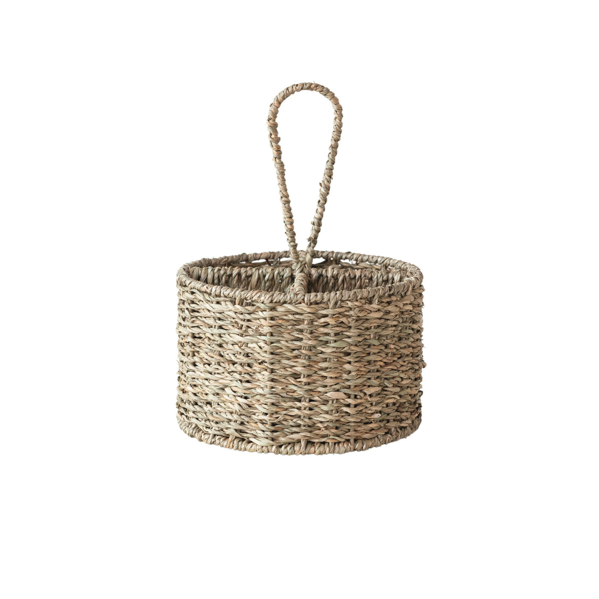 Hand-Woven Seagrass Caddy with Four Sections, Natural