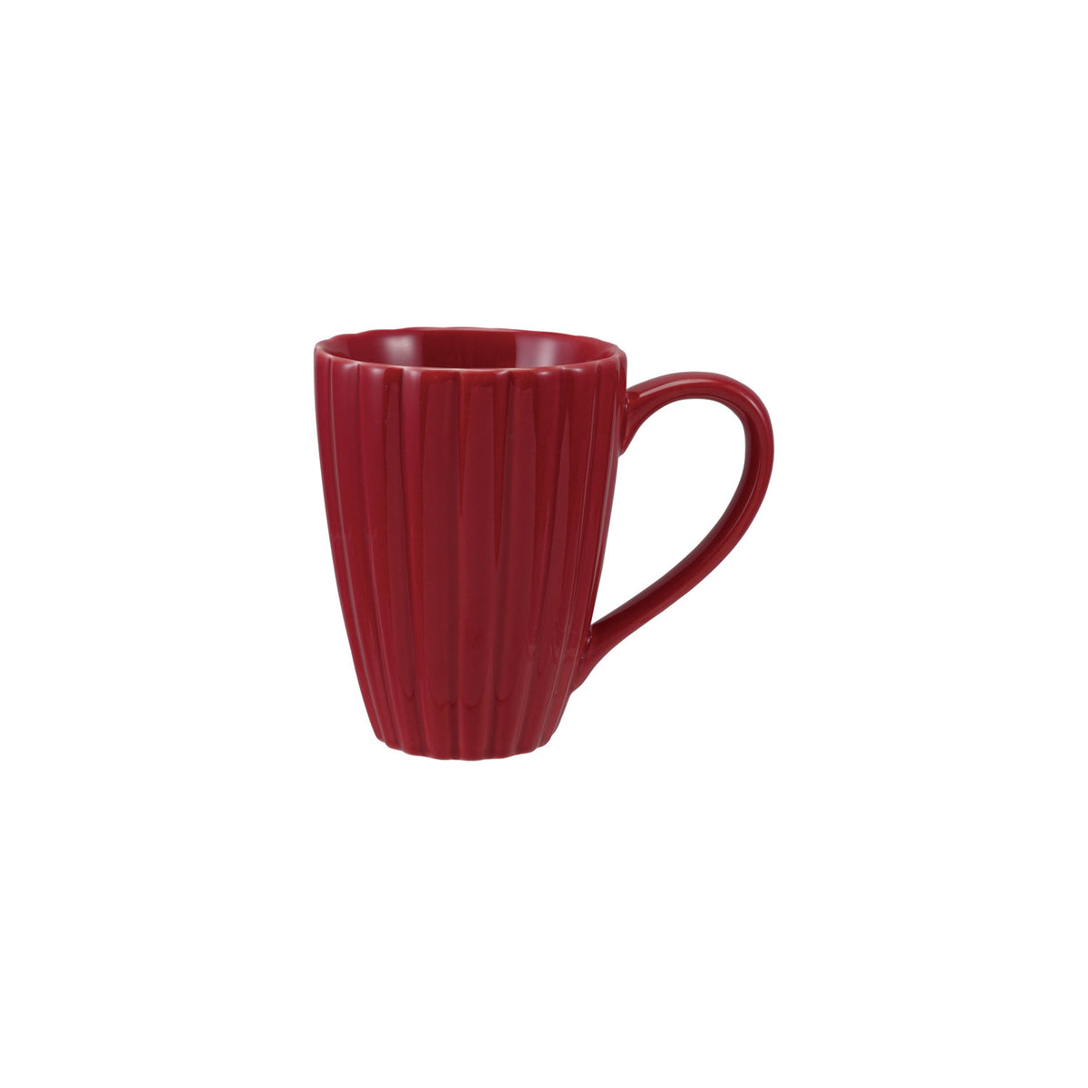 Red Stoneware Ribbed Mug, 14oz