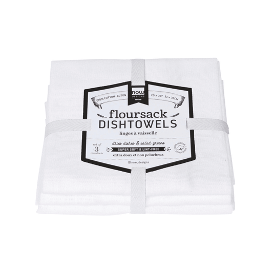 White Floursack Dishtowels, Set of 3