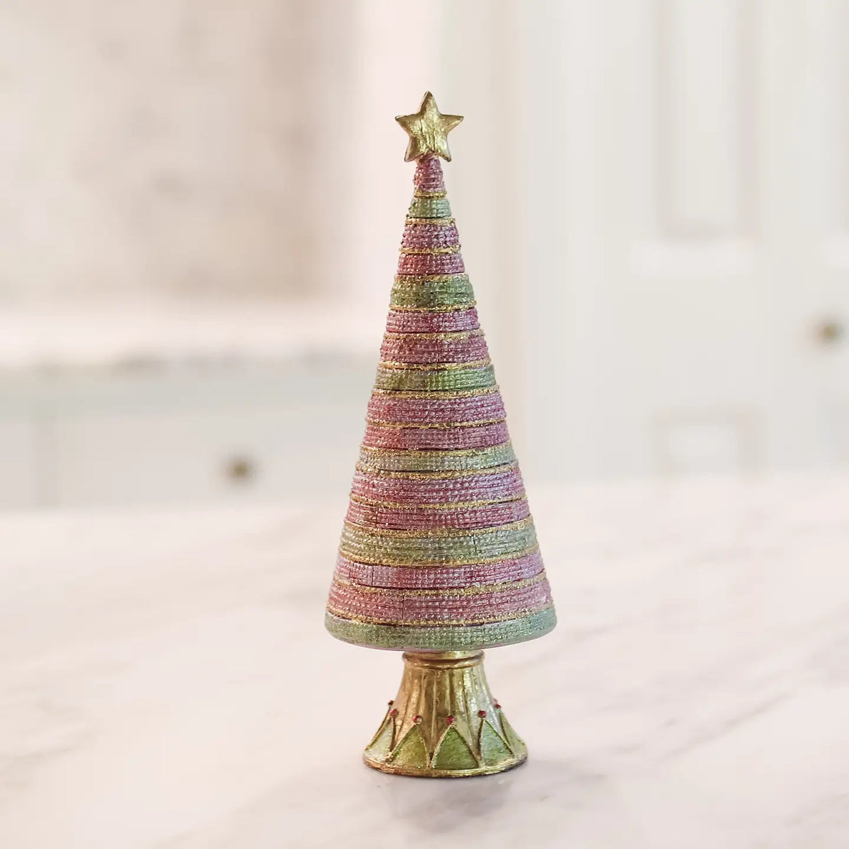 Bon Bon Cone Tree with Star, Pink Rainbow