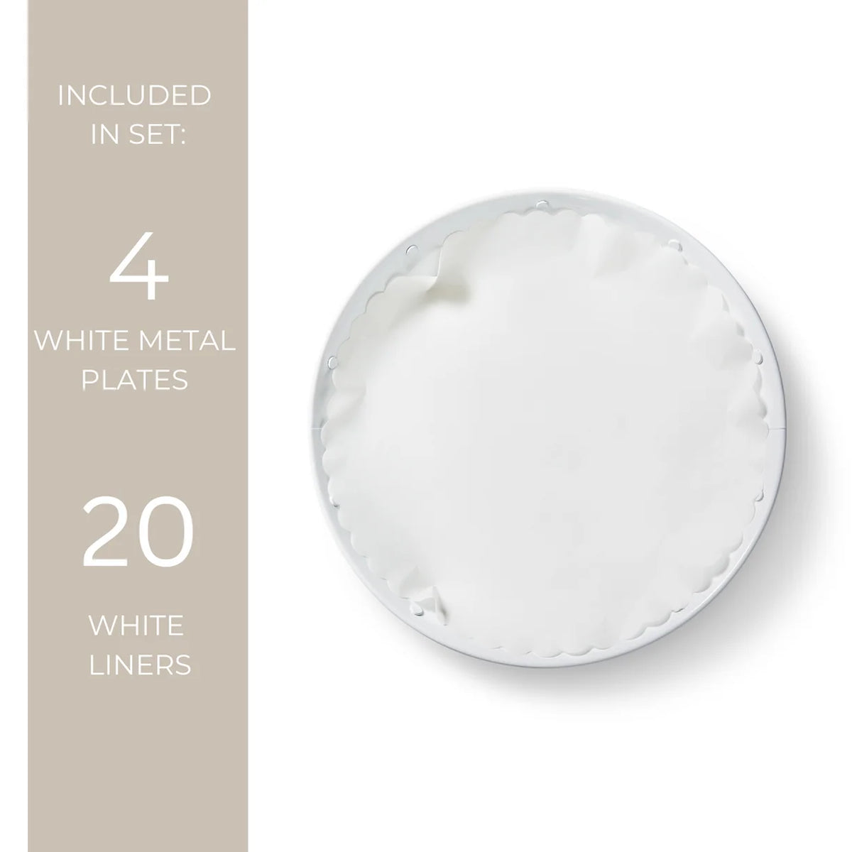 Plate & Pattern White Metal Plates, Set of 4
