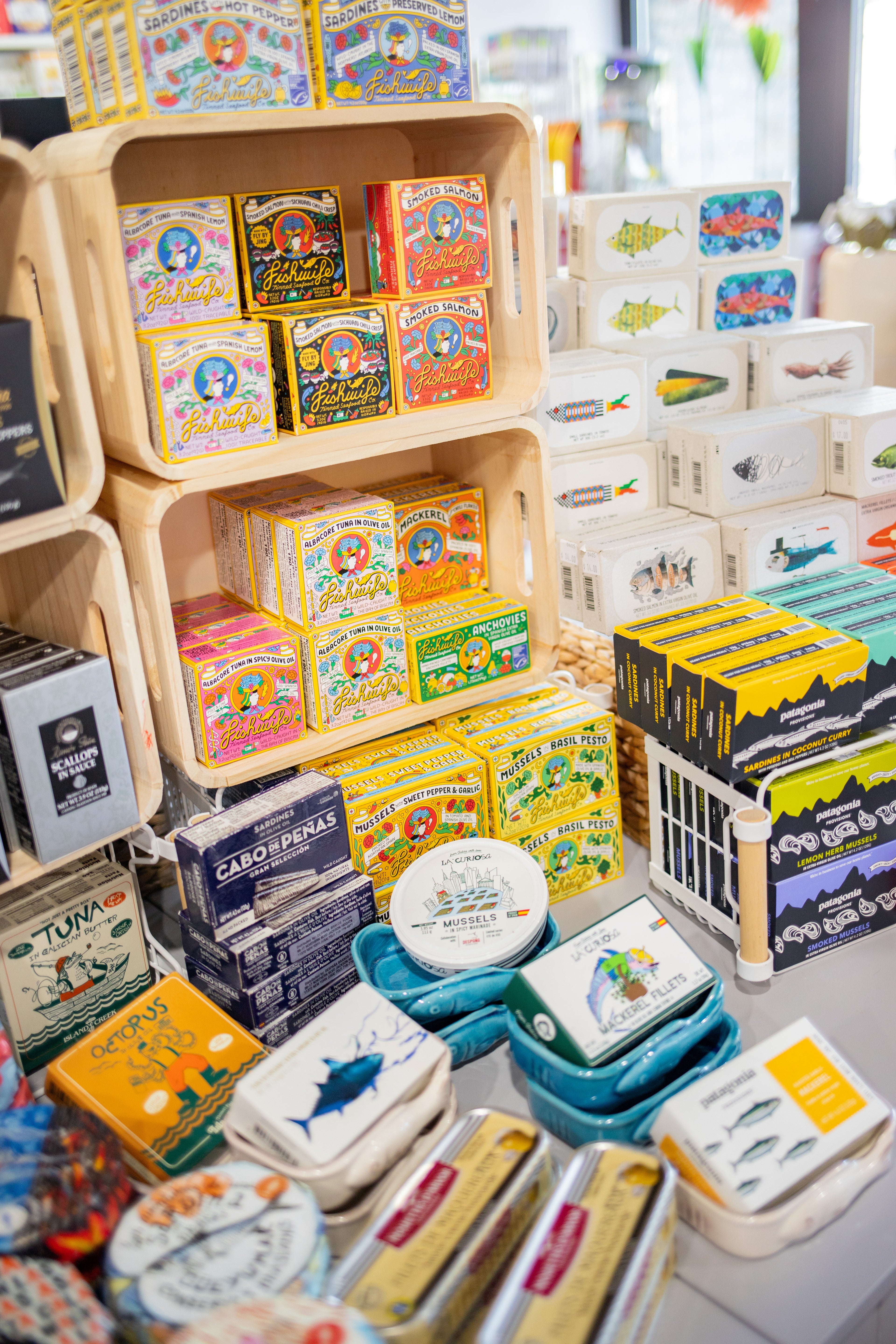 Display of various Tinned Fish at the Kitchen store in Nashville 
