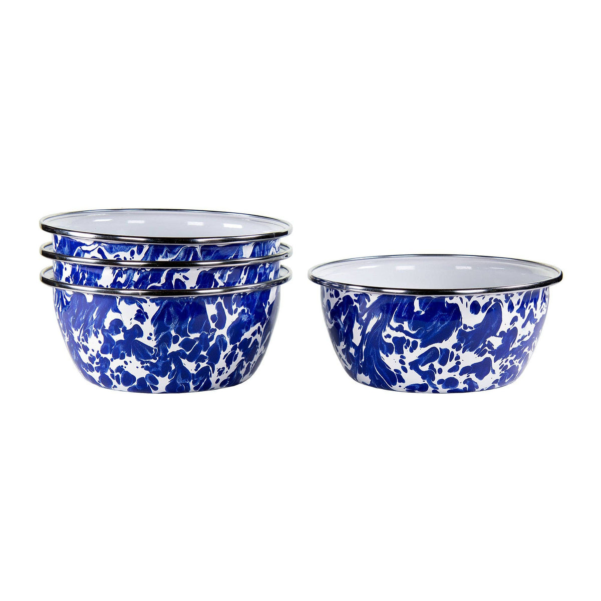 Crow Canyon Home - Golden Rabbit Enamelware Swirl Set of 4 Salad Bowls
