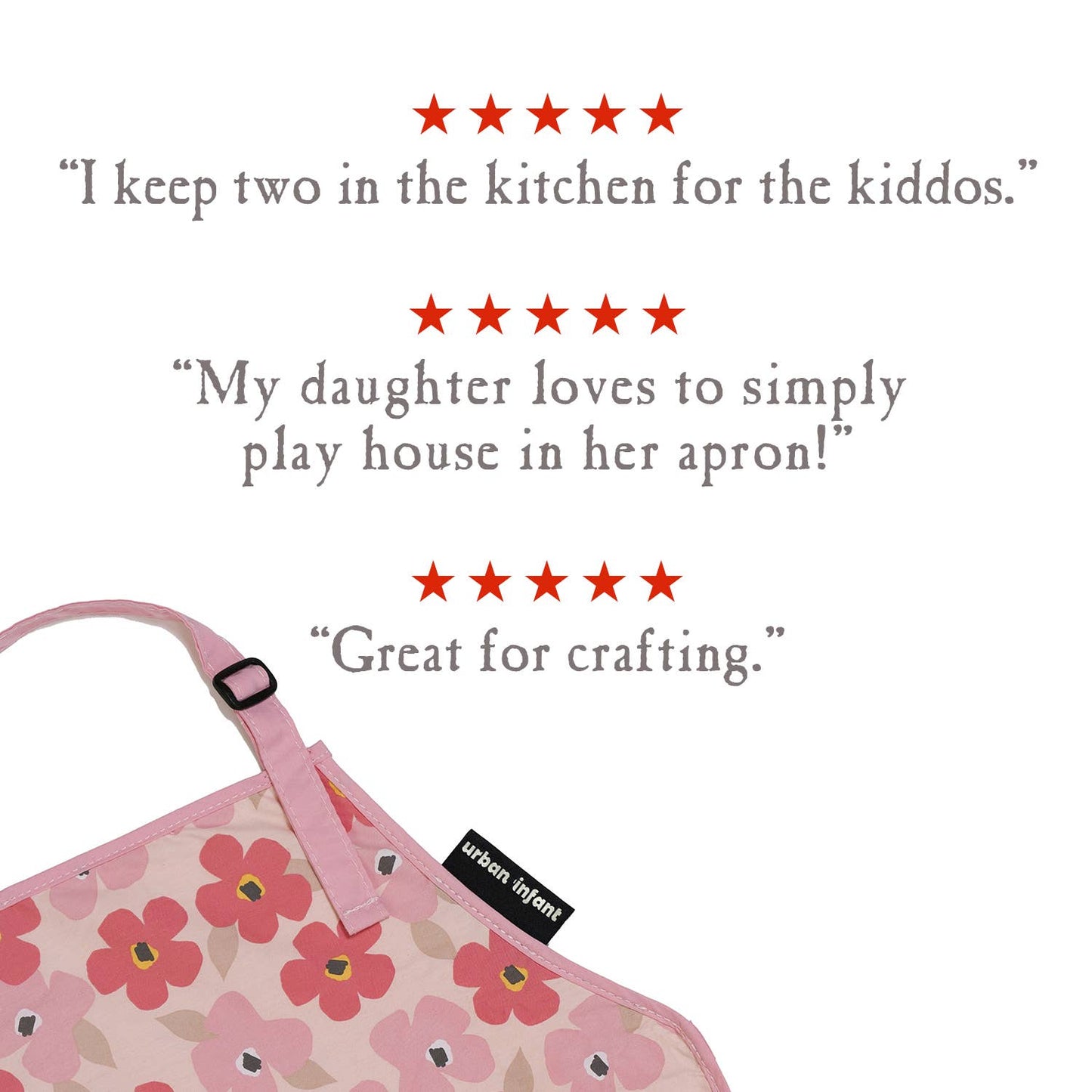 Urban Infant - Little Helper Kids Apron, Washable Cotton/Poly - Poppies