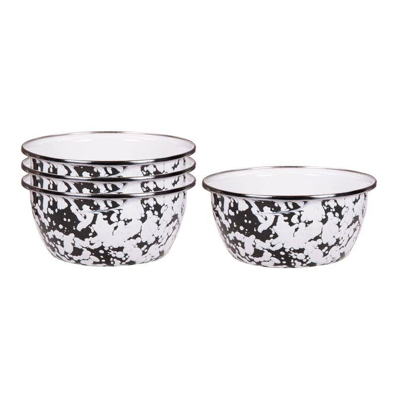 Crow Canyon Home - Golden Rabbit Enamelware Swirl Set of 4 Salad Bowls
