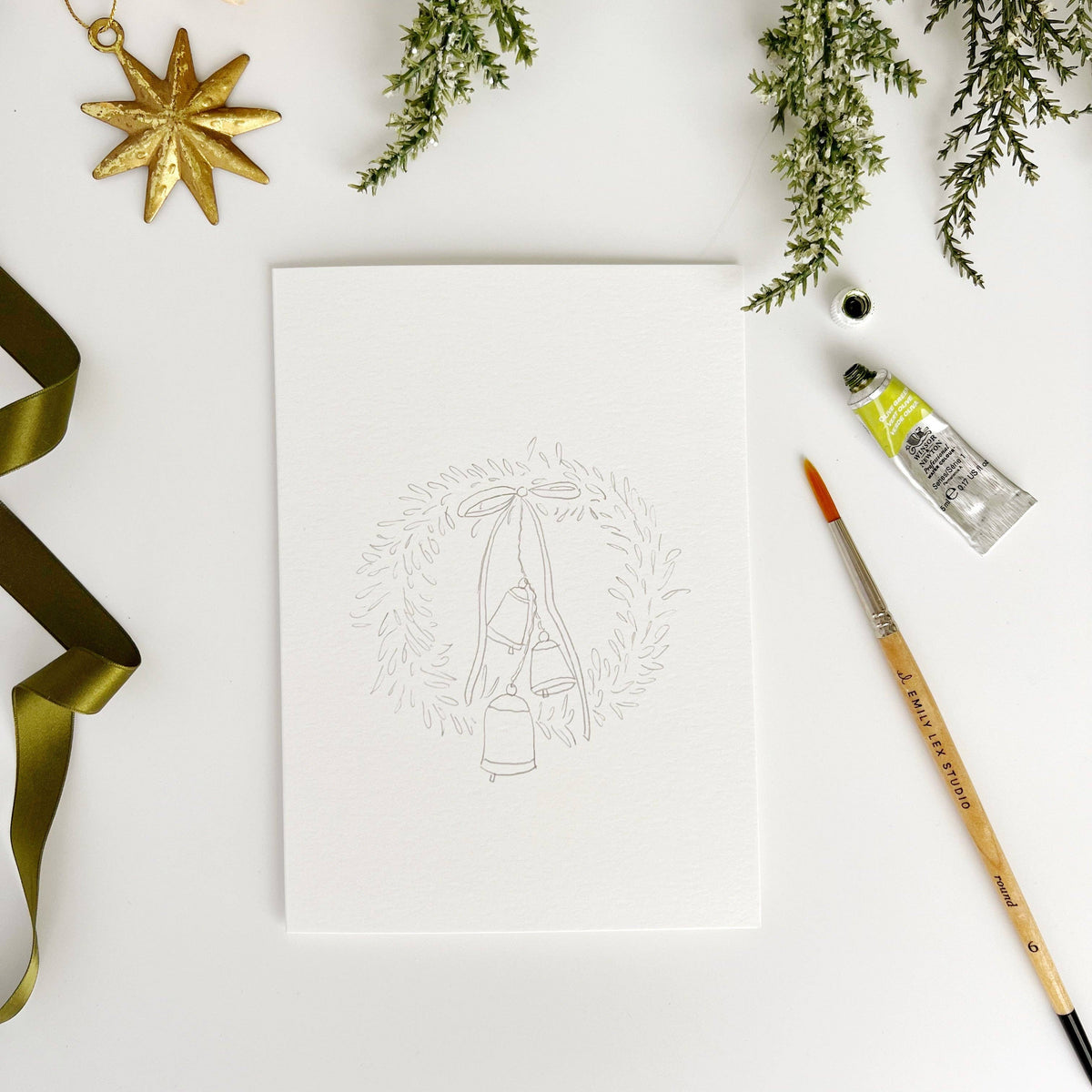emily lex studio Wreaths Paintable Notecards