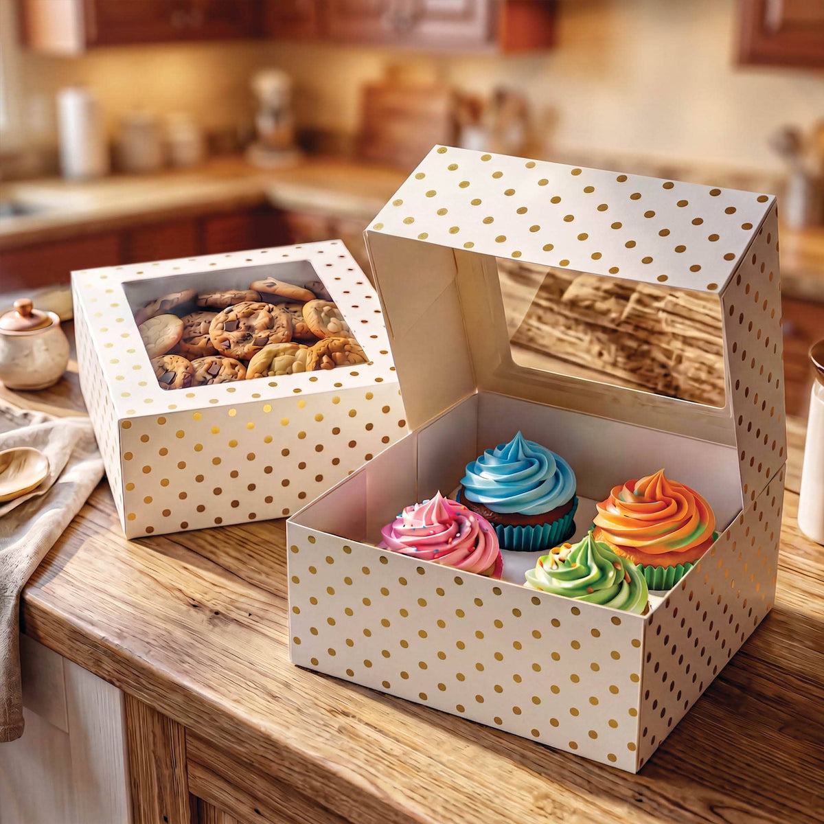 HIC - Harold Import Co. - Treat Boxes with Removable Cupcake Inserts, Set of 4