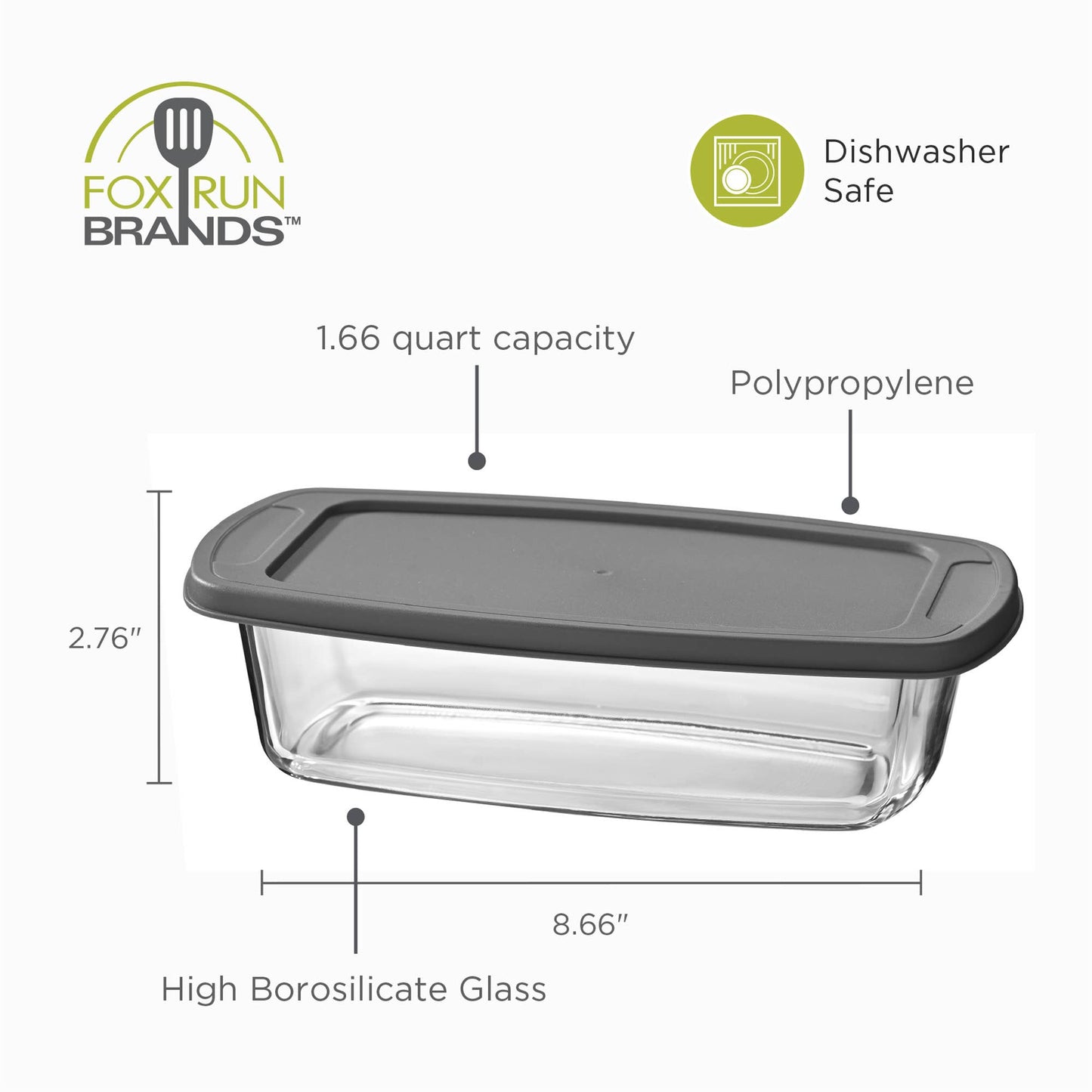 Fox Run Glass Loaf Pans with Lid, Each