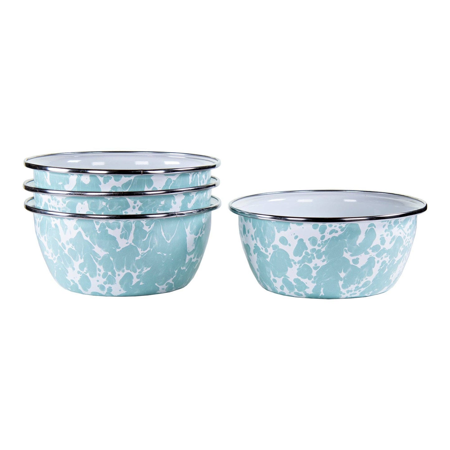 Crow Canyon Home - Golden Rabbit Enamelware Swirl Set of 4 Salad Bowls