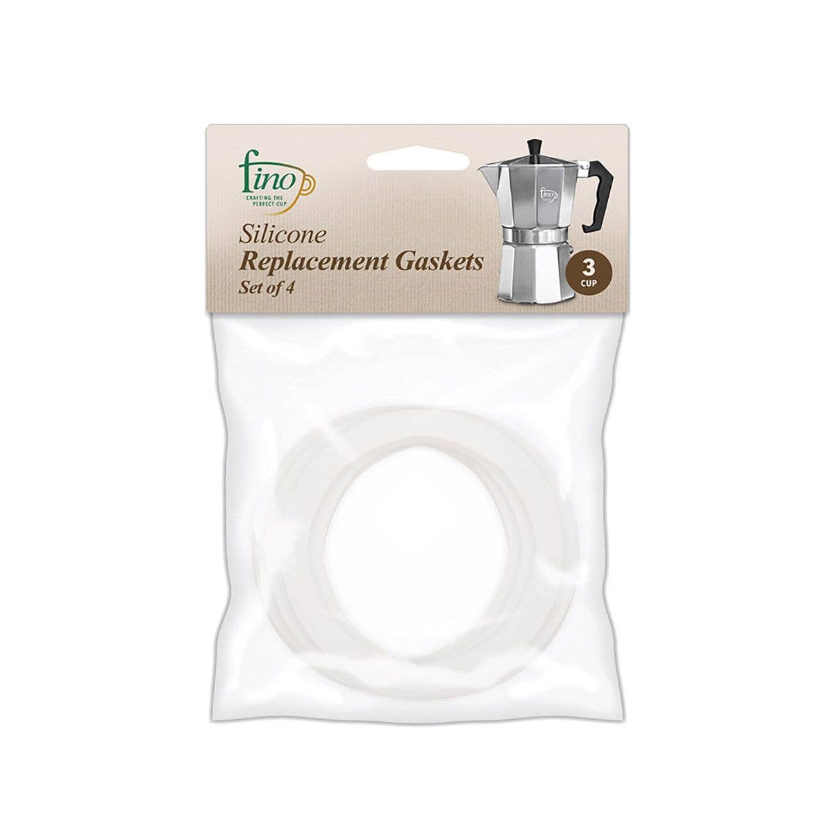 Fino 3 Cup Espresso Maker Replacement Gaskets, Set of 4