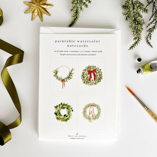 emily lex studio Wreaths Paintable Notecards