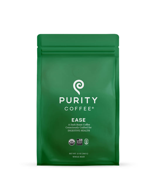 Purity Coffee Organic Mold Free EASE Dark Roast Whole Bean Coffee, 12oz