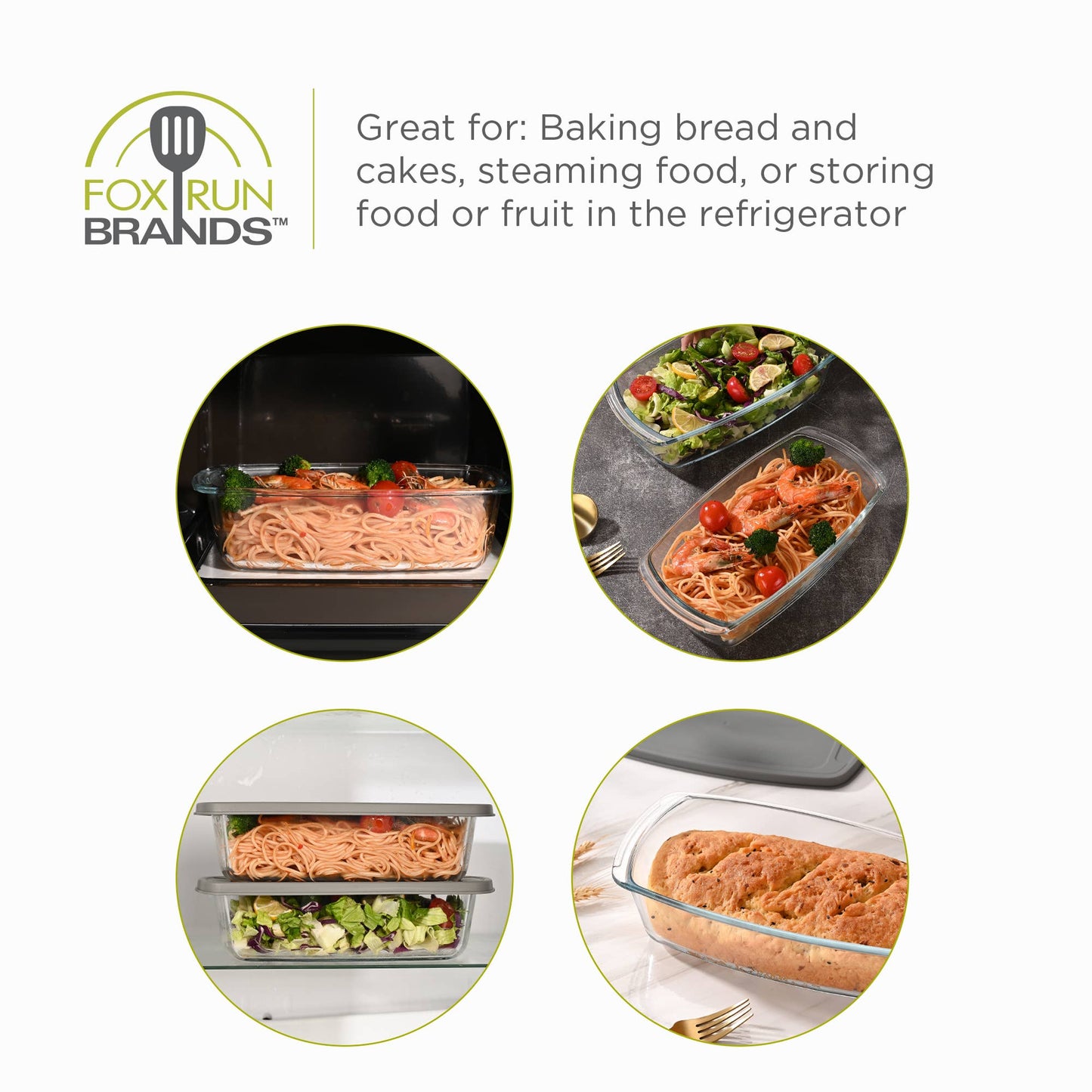 Fox Run Glass Loaf Pans with Lid, Each