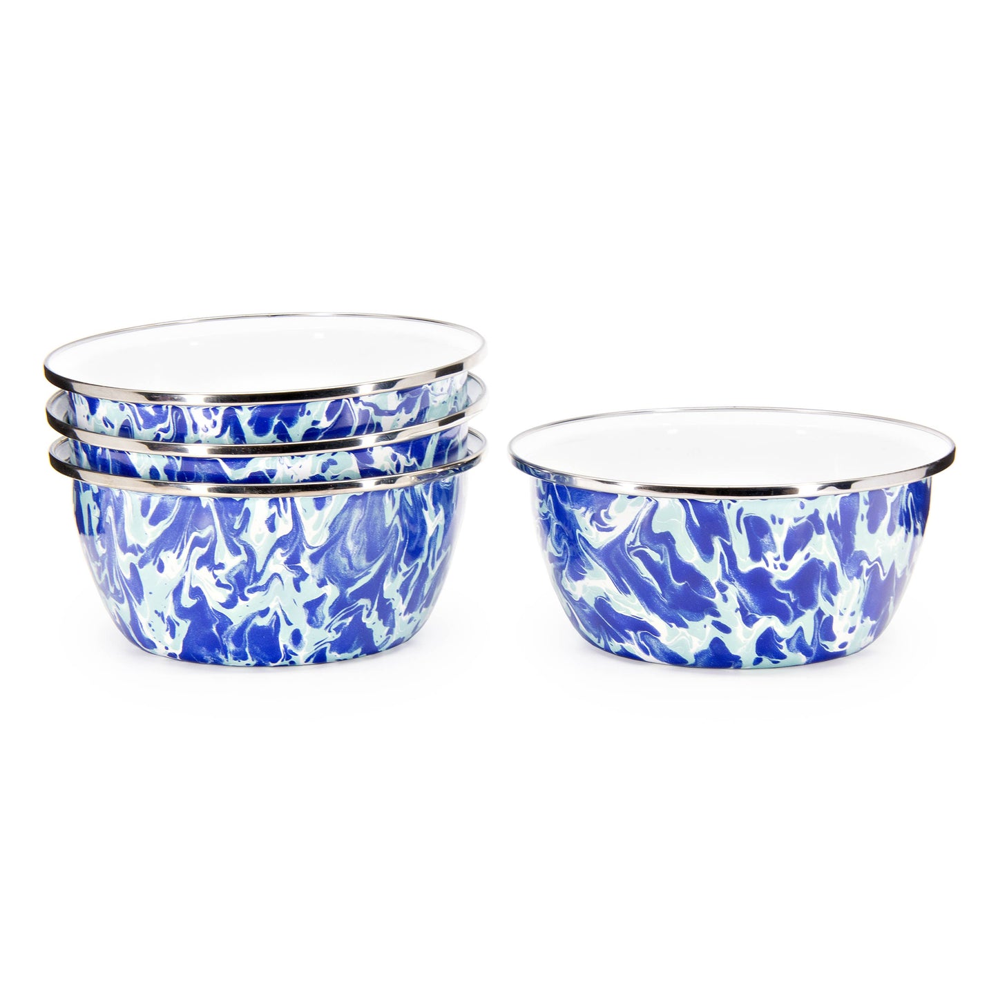Crow Canyon Home - Golden Rabbit Enamelware Swirl Set of 4 Salad Bowls