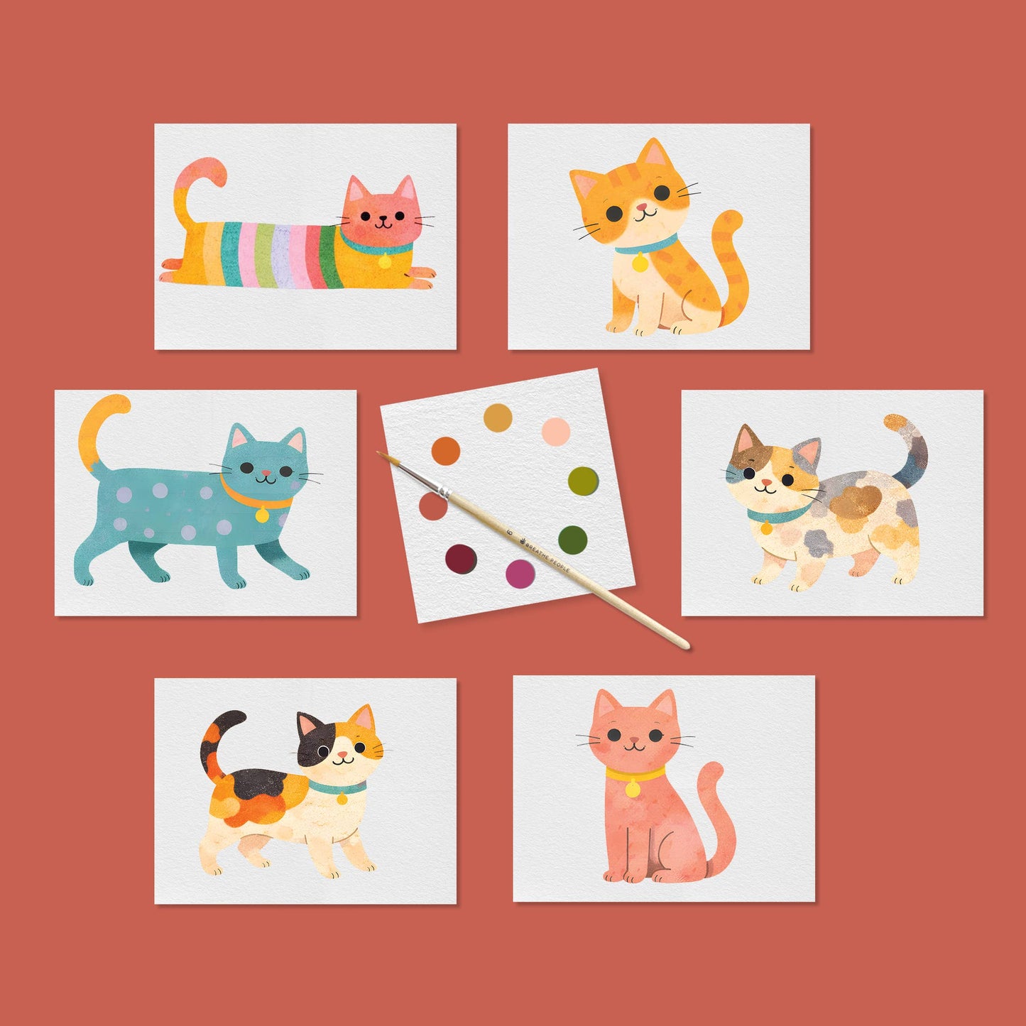 Petite Artisan Cute Kitties Watercolor Postcard Kit