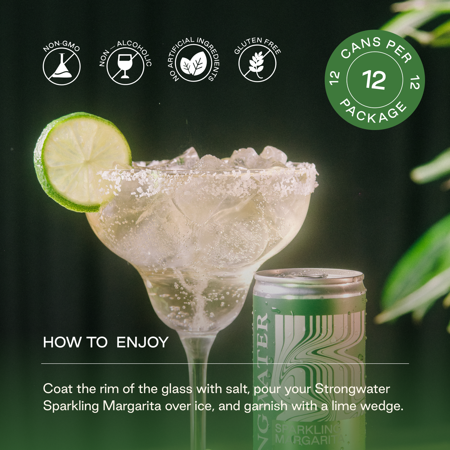 Strongwater Sparkling NA Margarita Mocktail, 4 Pack