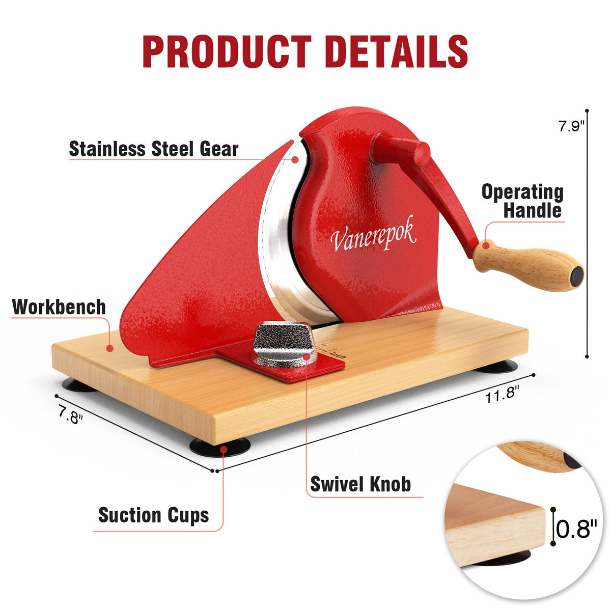 Vanerepok Manual Bread Slicer Adjustable Thickness for Homemade Sourdough