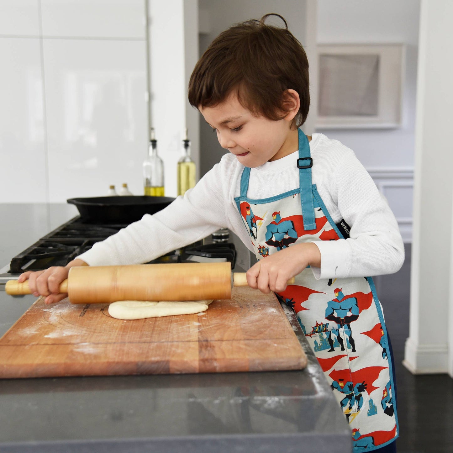 Urban Infant - Little Helper Kids Apron, Washable Cotton/Poly - Poppies